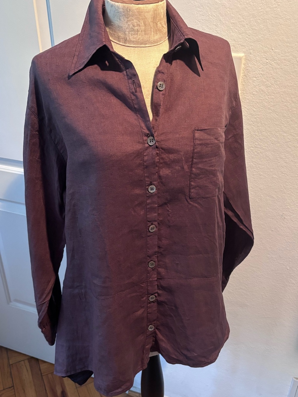 Jigsaw brown super fine linen designer blouse